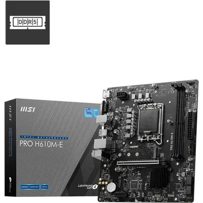 MSI PRO H610M-E - Intel - LGA 1700 - Intel® Celeron® - Intel® Core i3 - Intel® Core i5 - Intel® Core i7 - Intel® Core i9,... - LGA 1700 - DDR5-SDRAM - 96 GB (7D48-019R)