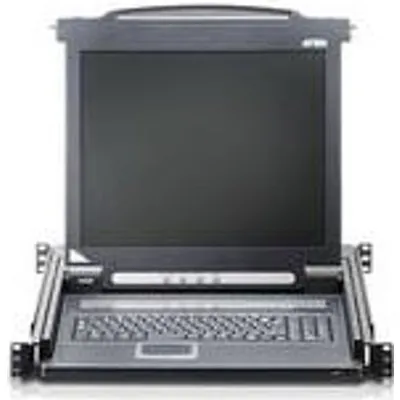 ATEN Arbeitskonsole 43 cm (17) ( TFT Konsole, Rackmaster ), PS/2 und USB, deutsches Layout Tastatur mit 43,20cm (17) LCD-Bildschirm zum Einbau im 48,30cm (19) Schrank