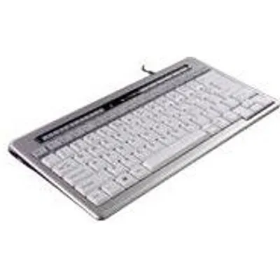BakkerElkhuizen Kompakttastatur S-board 840 Design USB, silber / hellgrau - Kompakte Tastatur mit Multimediatasten und USB-Hub (BNES840DDE)