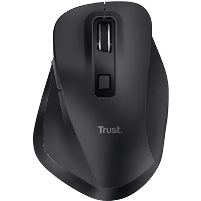 Trust Fyda Comfort - Maus - eco - ergonomisch - Für Rechtshänder - optisch - 6 Tasten - kabellos - 2,4 GHz - kabelloser Empfänger (USB) - Schwarz (24727)