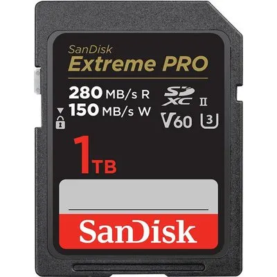 SanDisk Extreme Pro - Flash-Speicherkarte - 1TB - Video Class V60 / UHS-II U3 / Class10 - SDXC UHS-II (SDSDXEP-1T00-GN4IN)