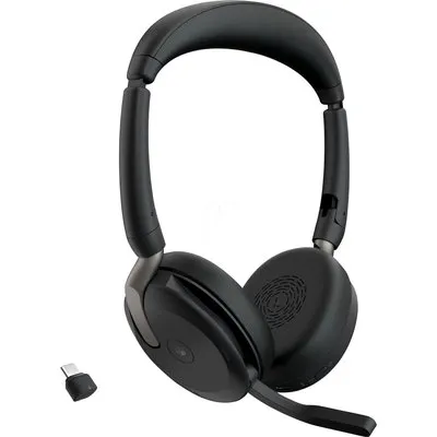 GN Jabra Jabra Evolve2 65 Flex MS Stereo - Headset - On-Ear - Bluetooth - kabellos - aktive Rauschunterdrückung - USB-C - Schwarz - mit kabelloses Ladepad - Zertifiziert für Microsoft Teams (26699-999-889)