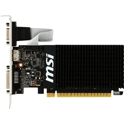 MSI GeForce GT 710 2GB DDR3 Grafikkarte DVI/VGA/HDMI Low Profile passiv GeForce GT 710, PCI-Express 2.0 - 2.048MB DDR3-RAM (64Bit-Speicherinterface) - Core/Memorytakt: 954/1600 MHz - VGA/DVI/HDMI - Windows XP/Vista/7/8/8.1/10 - Retail Version (V809-2000R)