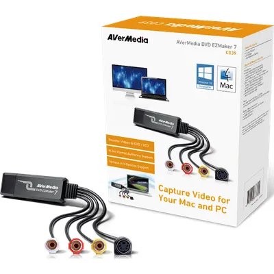 AVerMedia DVD EZMaker 7 - Windows 7 Enterprise - Windows 7 Enterprise x64 - Windows 7 Home Basic - Windows 7 Home Basic x64 - Wind - CyberLink PowerDirector 9 DE - PowerProducer 5 DVD - Pentium 4 2.4 GHz - 150 x 200 x 50 mm - USB (61C039XX00BH)