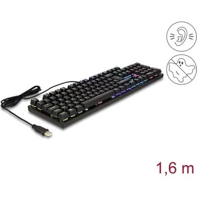 Delock - Tastatur - mechanisches Gaming, kabelgebunden 1,6 m, RGB-Beleuchtung - Hintergrundbeleuchtung - USB - QWERTZ - Deutsch - Schwarz - retail (12115)