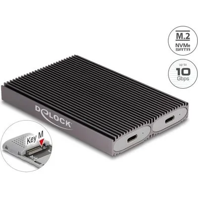 Delock Externes USB Type-C Dual Combo Gehäuse für 2 x M.2 NVMe PCIe oder SATA SSD (42028)