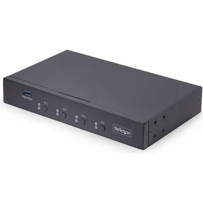 StarTech.com 4-Port KM Switch with Mouse Roaming, USB Switch for Keyboard/Mouse, 3.5mm and USB Audio, Peripheral Sharing for 4 Computers, USB 3.0 Switcher, TAA Compliant - Hotkey/Pushbutton Switching (P4A20132-KM-SWITCH) - Tastatur-/Mausschalter - 1 lokal (P4A20132-KM-SWITCH)