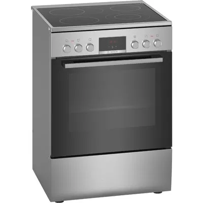 HKR39C250 Elektroherd mit Glaskeramikfeld edelstahl, 66 l, Pizza-Stufe, schnelles Vorheizen, Rückwand katalytisch beschichtet, 60 cm breit, A