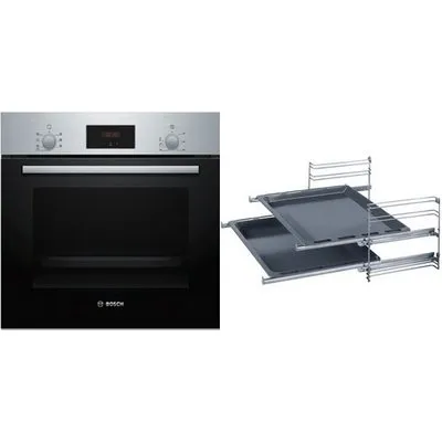 HBF133GR0 Einbaubackofen bestehend aus HBF133BR0 + HEZ438201 edelstahl, 66 l, schnelles Vorheizen, Rückwand katalytisch beschichtet, 59,4 cm breit, A