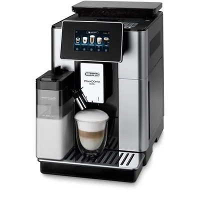 PrimaDonna Soul ECAM 610.55.SB Kaffee-Vollautomat silber/schwarz, Milchbehälter, Klartext-Display, 19 bar, 2,2 l, Steuerung über Smartphone