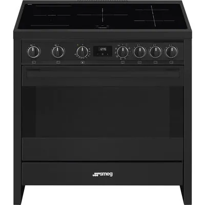 B95IMAN9 Stand-Elektroherd mit Induktionsfeld anthrazit, 115 l, 90 cm breit, A, 5 Kochzonen