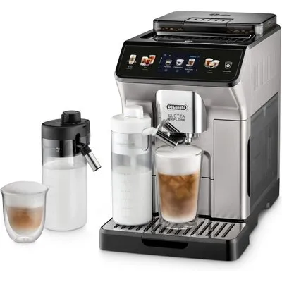 ECAM 450.55.S Eletta Explore Kaffee-Vollautomat silber, Milchbehälter, Latte Macchiato/Cappuccino, Stahl-Kegel-Mahlwerk, 19 bar, 1,8 l