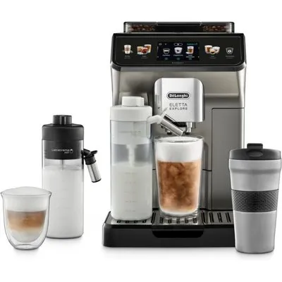Eletta Explore Cold Brew ECAM450.86.T Kaffee-Vollautomat titan, Milchbehälter, Latte Macchiato/Cappuccino, Stahl-Kegel-Mahlwerk, 19 bar, 1,8 l