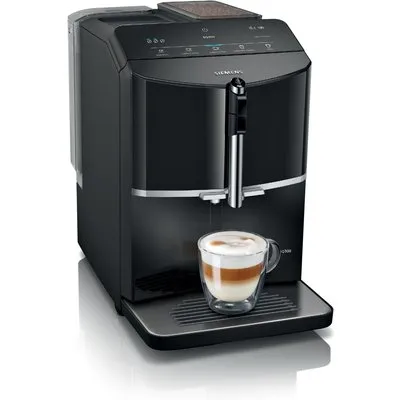 TF301E19 EQ300 Kaffee-Vollautomat klavierlack schwarz, Latte Macchiato/Cappuccino, Keramik-Mahlwerk, 15 bar, 1,4 l