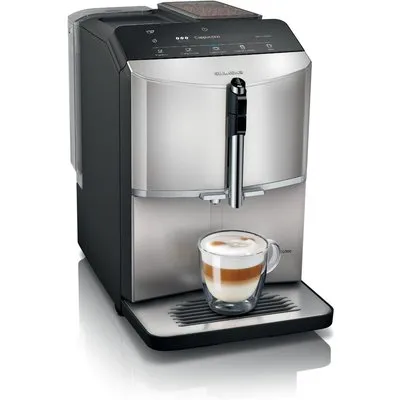 TF303E07 EQ300 Kaffee-Vollautomat, Latte Macchiato/Cappuccino, Keramik-Mahlwerk, 15 bar, 1,4 l, silber