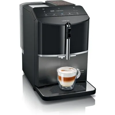 TF305EF9 EQ300 extraKlasse Kaffee-Vollautomat dark inox, Latte Macchiato/Cappuccino, Keramik-Mahlwerk, 15 bar, 1,4 l
