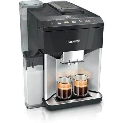 TQ513D01 Kaffee-Vollautomat silber/schwarz, Milchbehälter, Latte Macchiato/Cappuccino, EQ500, Keramik-Mahlwerk, 15 bar, 1,9 l