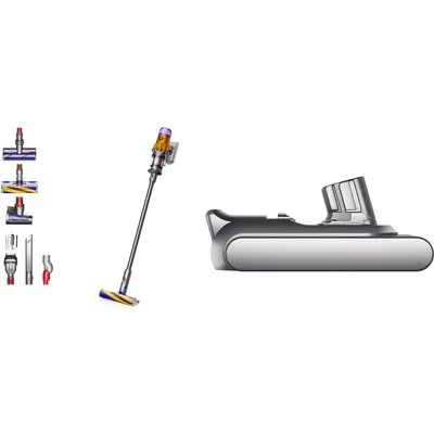 V12 Detect Slim Absolute Stielsauger  + Extra Akku Nickel Satin Gelb/ Glanz Nickel, 150 W, 60 min Laufzeit, 0,35 l Staubvolumen, Display