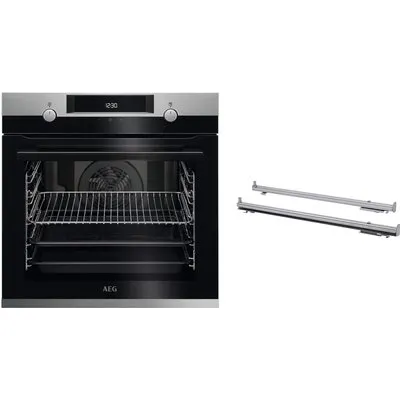BO424E Einbaubackofen bestehend aus BEE43502BM + TR1LV edelstahl/cleansteel, 72 l, Pizza-Stufe, Heißluftgrill, 59,4 cm breit, A+