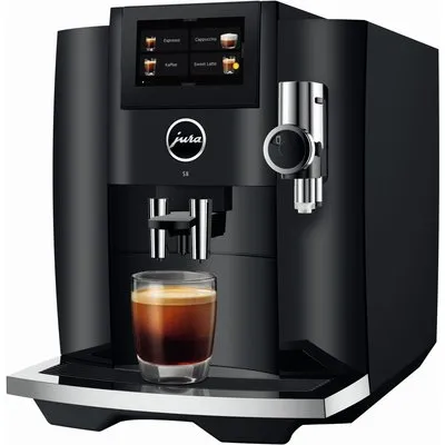 S8 Kaffee-Vollautomat Piano Black (EB), Latte Macchiato/Cappuccino, 15 bar, 1,9 l, schwarz, Apps ladbar