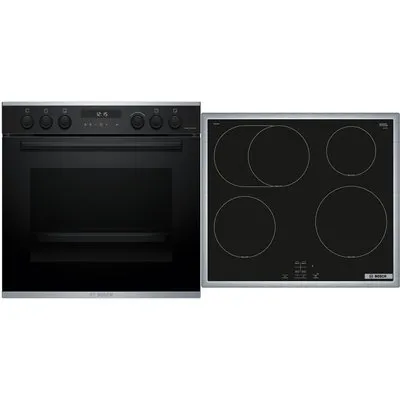 MKH63IP4 Herdset mit Induktionskochfeld bestehend aus HEG278AB4 + NIF64RCB5E schwarz + edelstahl