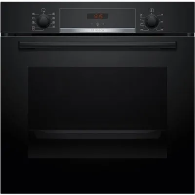 HBA514BB3 Einbaubackofen schwarz, 71 l, Pizza-Stufe, schnelles Vorheizen, 59,4 cm breit, A+
