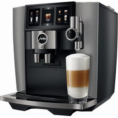 J10 twin Kaffee-Vollautomat Diamond Onyx (EA), Latte Macchiato/Cappuccino/Milchkaffee, 15 bar, 1,9 l, grau, Apps ladbar