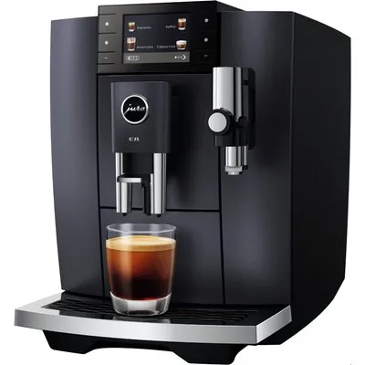 E8 Kaffee-Vollautomat cosmic black (ED), Latte Macchiato/Cappuccino, 15 bar, 1,9 l, schwarz, Apps ladbar