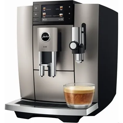 E8 Kaffee-Vollautomat Midnight Silver (ED), Latte Macchiato/Cappuccino, 15 bar, 1,9 l, silber, Apps ladbar