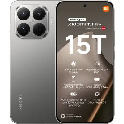 15T Pro (12GB+512GB) Smartphone grau, 50 MP Kamera, 6,83 Zoll Display, 57,72 Std. Akku, 5G
