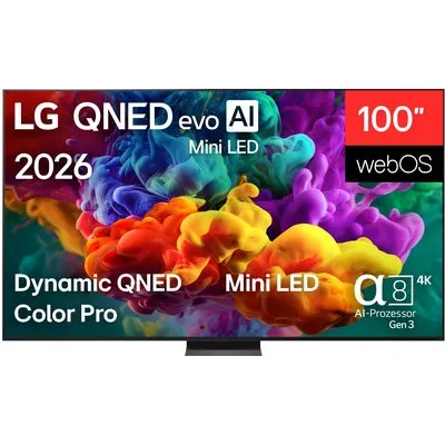 100QNED87B6 253 cm (100") QNED evo MiniLED AI TV, 4K Ultra HD, Smart-TV, HDR-Wiedergabe, 120 Hz, DVB-T2/DVB-C/DVB-S2, Sprachsteuerung