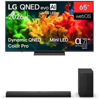 65QNED8EB3B 164 cm (65") QNED evo MiniLED AI TV inkl. DS70TY Soundbar + Subwoofer, 4K Ultra HD, Smart-TV, HDR-Wiedergabe, DVB-T2/DVB-C/DVB-S2