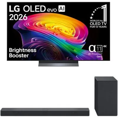 OLED55C68LA 139 cm (55") OLED evo AI TV inkl. DSC9S.DDEULLM Soundbar + Subwoofer, 4K Ultra HD, Smart-TV, HDR-Wiedergabe, 120 Hz, DVB-T2/DVB-C/DVB-S2