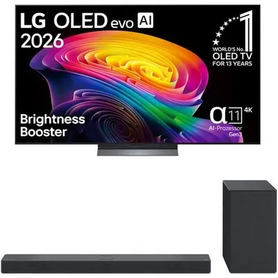 OLED65C68LA 164 cm (65") OLED evo AI TV inkl. DSC9S.DDEULLM Soundbar + Subwoofer, 4K Ultra HD, Smart-TV, HDR-Wiedergabe, 120 Hz, DVB-T2/DVB-C/DVB-S2