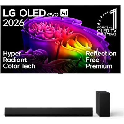 OLED65G68LW 164 cm (65") OLED evo AI TV inkl. DSG10TY Soundbar + Subwoofer, 4K Ultra HD, Smart-TV, HDR-Wiedergabe, 120 Hz, DVB-T2/DVB-C/DVB-S2