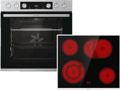 GORENJE STEEL SET 4 (BCS6737E06X+ECD634X), Einbauherdset (Glaskeramik-Kochfeld, A, 77 l)