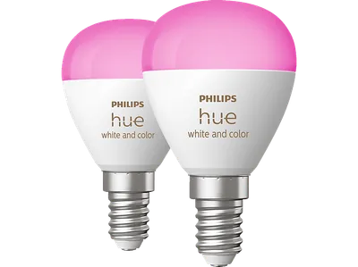 PHILIPS Hue White & Col. Amb. E14 Luster Doppelpack Smarte Glühbirne RGB