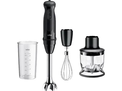 BRAUN MultiQuick 5 MQ 50202M, leistungsstarker Pürierstab mit Zubehör-Set, 21 Geschwindigkeiten, Turbofunktion, Stabmixer Schwarz (1000 Watt, 350 ml Kompaktzerkleinerer, 600 Messbecher)