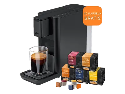 TCHIBO Qbo ICONIC + 40 Kapseln Kapselmaschine Schwarz
