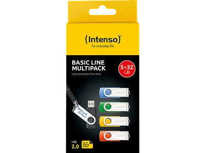 INTENSO USB-Stick 5er Pack Speicherstick, 32 GB, 28 MB/s, Bunt