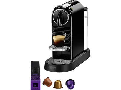 DELONGHI Citiz EN167.B Nespresso EN167.B, stylisch schlankes Design auch für hohe Gläser, schnelle Aufheizzeit, einfache Bedienung, Kapselmaschine Schwarz