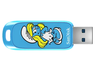 SANDISK Die Schlümpfe™ USB-Flash-Laufwerk, Schlumpfine-Edition USB Stick, 256 GB, Schlumpf-Blau