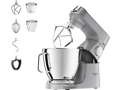 KENWOOD Titanium Chef Baker XL KVL85.004SI mit integrierter Waage, Patisserie-Set und 2 Rührschüsseln Küchenmaschine Silber (Rührschüsselkapazität: 7 l, 1200 Watt)