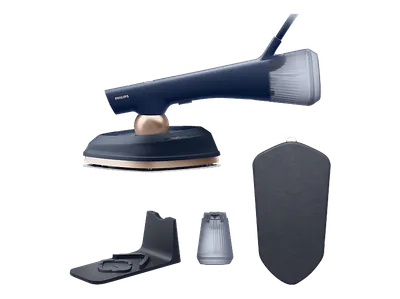 PHILIPS OneTurn GC215/20 - 45g/Min Dauerdampf, 200ml + 300ml Wasserbehälter mit SoftBoard & Dock, 2-in-1 Bügeleisen Steamer (1800 Watt, SteamGlide Plus)