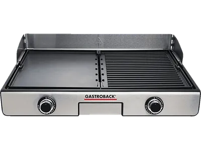 GASTROBACK 42524 Plancha & BBQ Design Elektrogrill, Silber/Schwarz (2000 Watt)