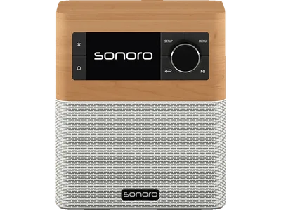 SONORO Stream Internetradio, DAB, DAB+, FM, Internet Radio, Bluetooth, Ahorn Dekor - Weiß