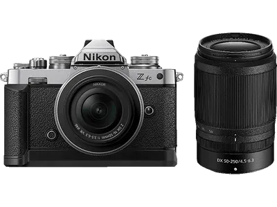NIKON Z fc Kit Systemkamera mit Objektiv 16-50mm, 50-250 mm, 7,5 cm Display Touchscreen, WLAN