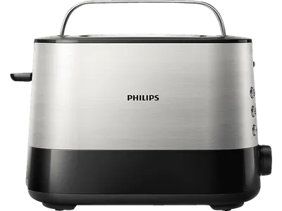 PHILIPS HD2637/90 Viva Collection 7 Stufen, Krümelschublade, Brötchenaufsatz Toaster Silber/Schwarz (1000 Watt, Schlitze: 2)