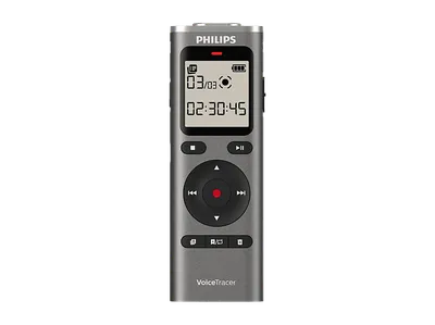 PHILIPS DVT1170 Diktiergerät, metallisches Graphitgrau, mattes Schwarz, Silber