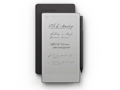 REMARKABLE Paper Pro Move + Marker Plus Book Folio Premium Leder - Schwarz Digitales Notizbuch, Grau
